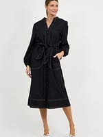 Contrast Stitch Linen Dress