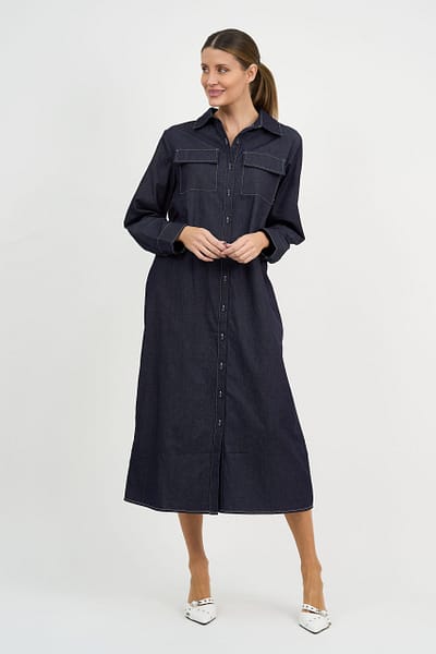 Relaxed Denim Shirt Dress Dark Denim Liberty Rose