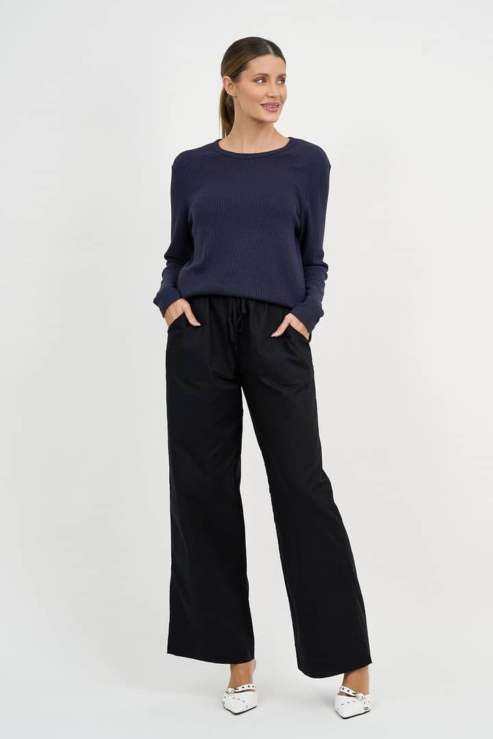 Metallic Ribbed Knit Top Slate Liberty Rose