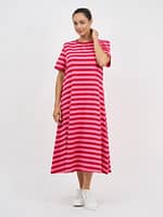 Cotton Jersey Stripe Dress Red Liberty Rose