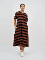 Cotton Jersey Stripe Dress Red Liberty Rose