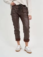 Wet Look Jogger Pant Black La Strada
