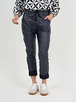 Wet Look Jogger Pant Black La Strada