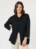 Hooded Split Front Knit Natural Clarity by Threadz
