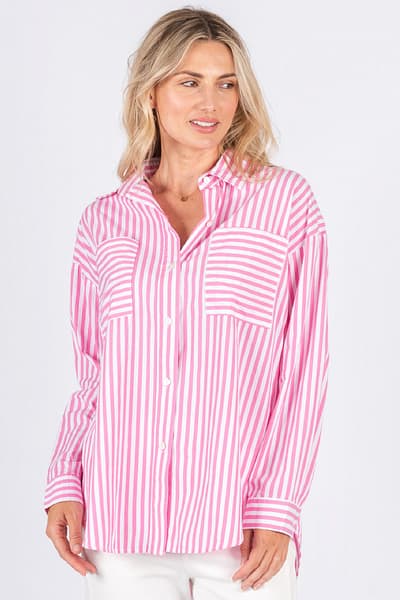 Patch Pocket Stripe Shirt Candy Worthier