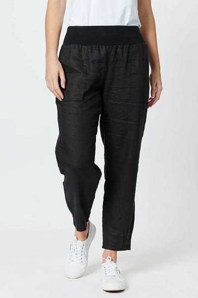 Jersey Waist Linen Pant Black Gordon Smith