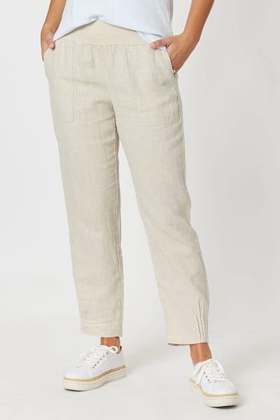 Jersey Waist Linen Pant Natural Gordon Smith