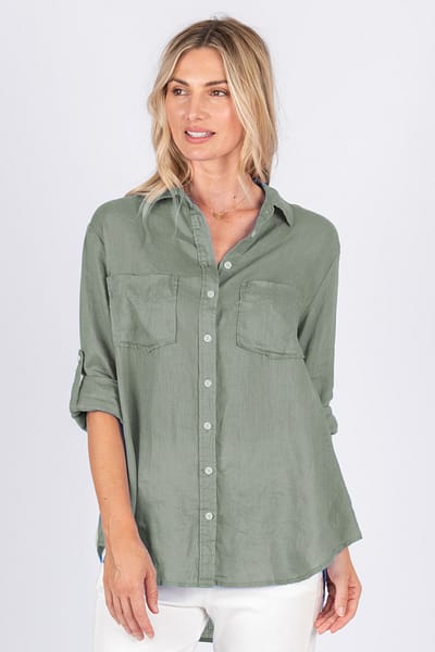 Classic Linen Shirt Khaki Worthier