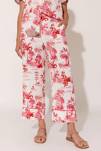 Detailed Linen Pant Pink adorne