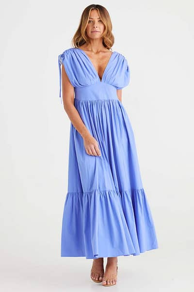 Gathered Sleeve Dress Blue Brave + True