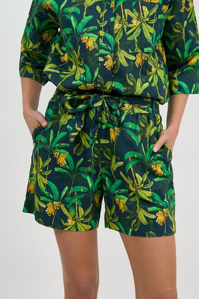 Linen Relaxed Short Green Liberty Rose