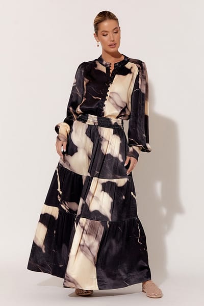 Satin Tier Skirt Black adorne