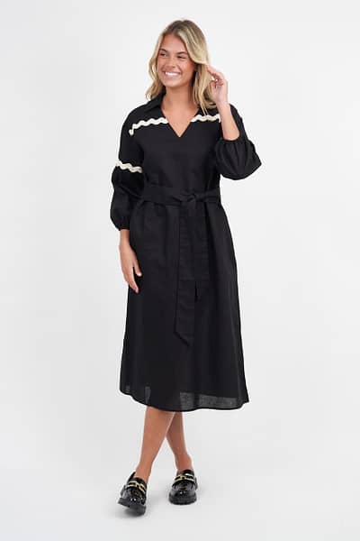 Collared Ric Rac Dress Black Liberty Rose