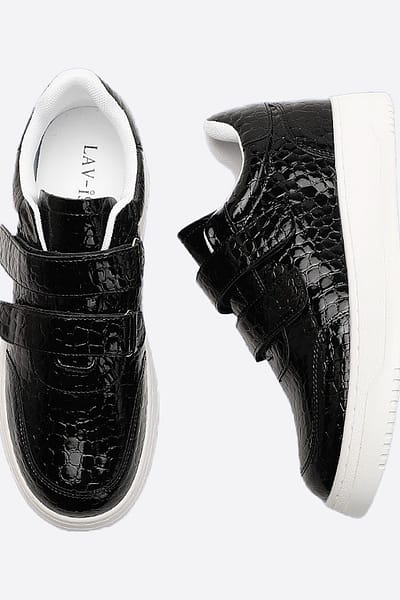 Velcro Crocodile Sneaker Black Lavish Footwear