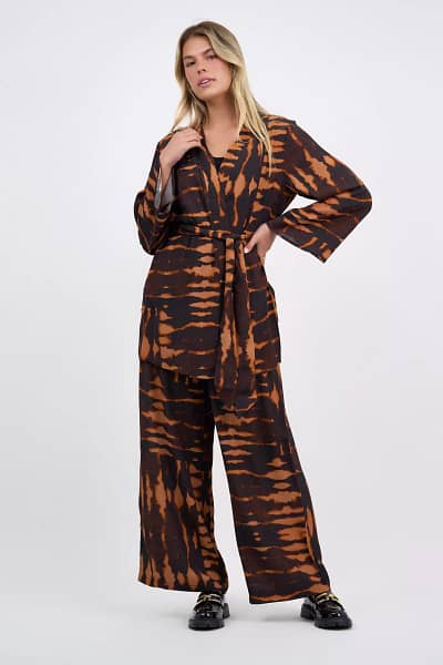 Viscose Kimono Jacket Brown Liberty Rose