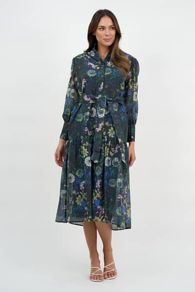 Button Through Shirt Dress Navy Liberty Rose