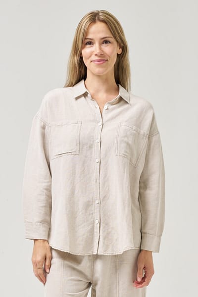 Stitch Detail Relaxed Shirt Natural Worthier