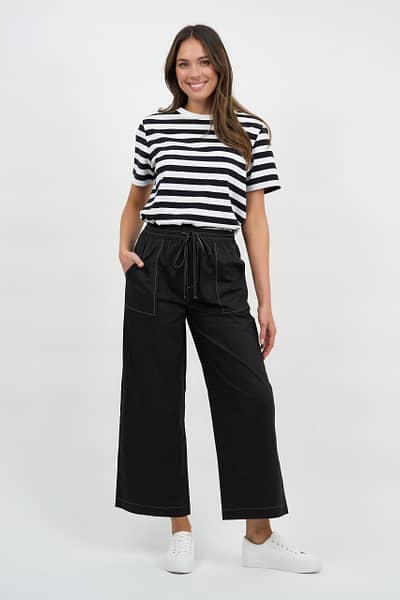 Stitch Detail Cotton Pant Black Liberty Rose