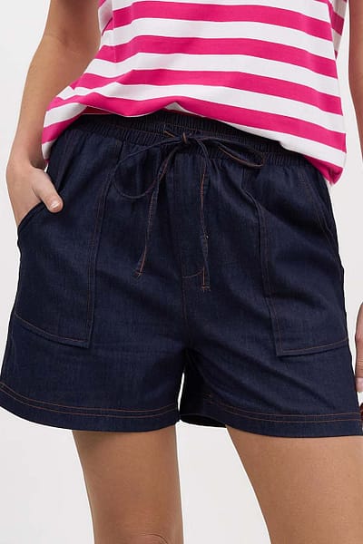 Stitch Detail Denim Short Denim Liberty Rose