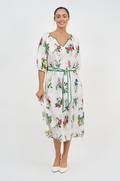Cotton Midi Dress White Liberty Rose