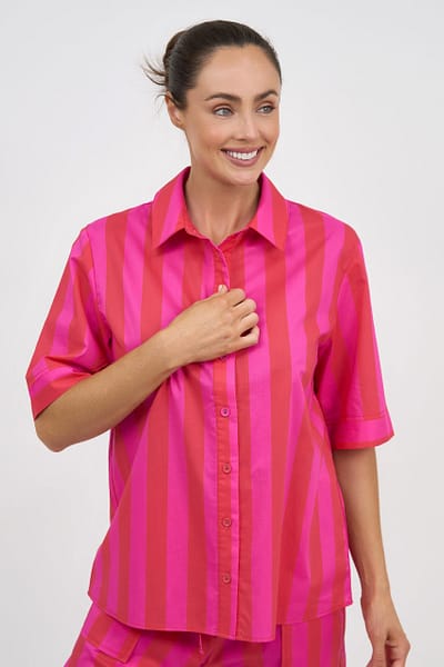 Relaxed Cotton Shirt Pink Liberty Rose