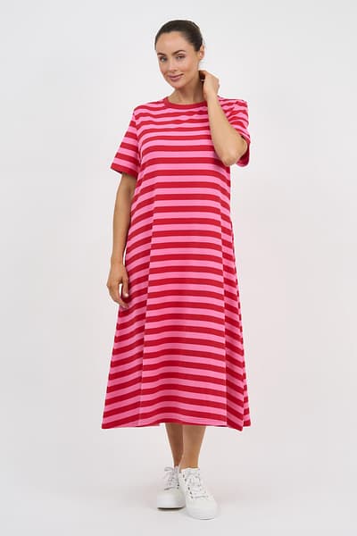 Cotton Jersey Stripe Dress Red Liberty Rose
