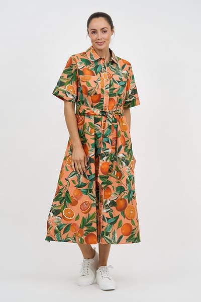 Trim Detail Shirt Dress Orange Liberty Rose