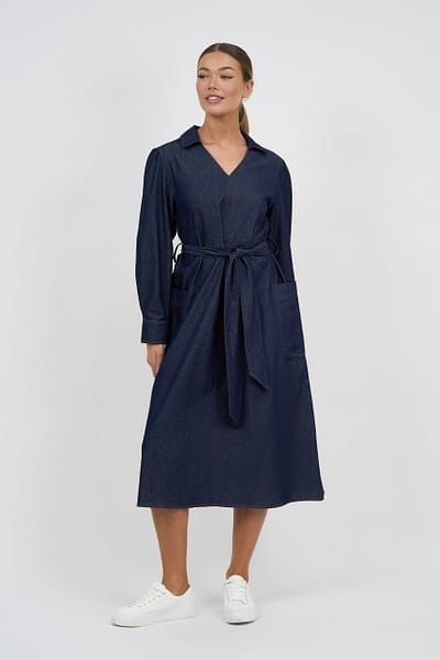 Collared Denim Dress Navy Liberty Rose