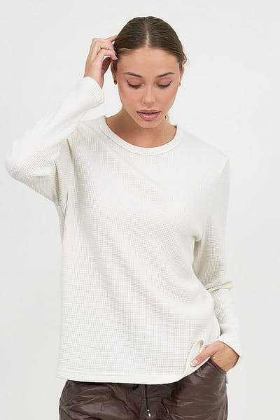 Metallic Waffle Knit Top Cream Liberty Rose