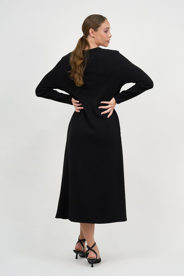 Metallic Waffle Knit Dress Black Liberty Rose