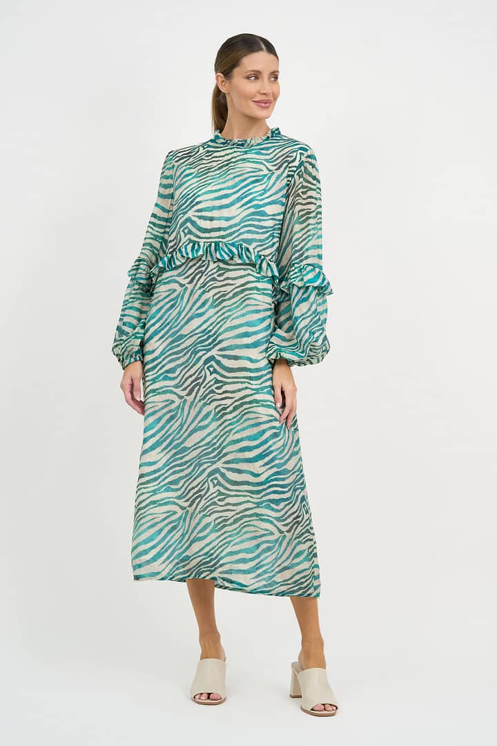 Frill Detailed Dress Teal Liberty Rose