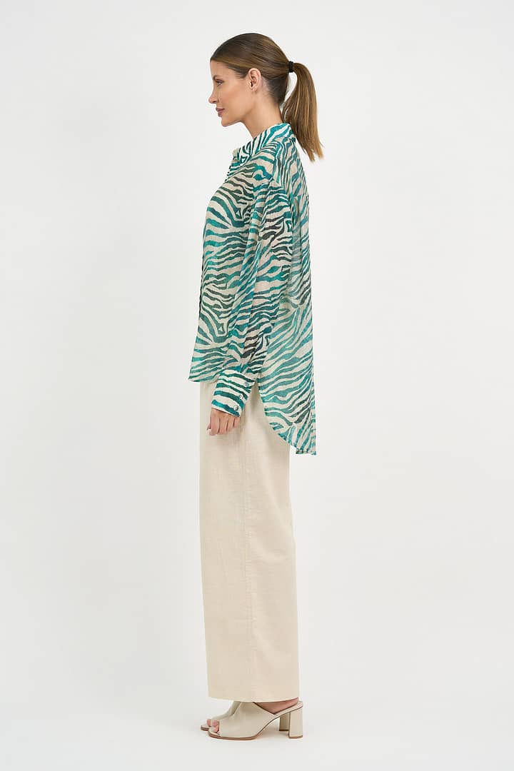 Relaxed Long Sleeve Shirt Teal Liberty Rose