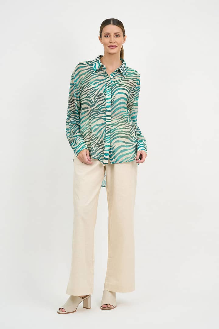 Relaxed Long Sleeve Shirt Teal Liberty Rose