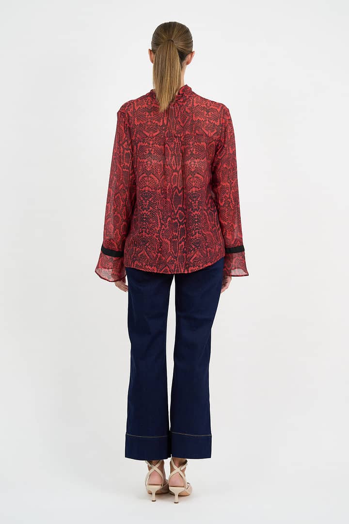 Tie Neck Blouse Red Liberty Rose