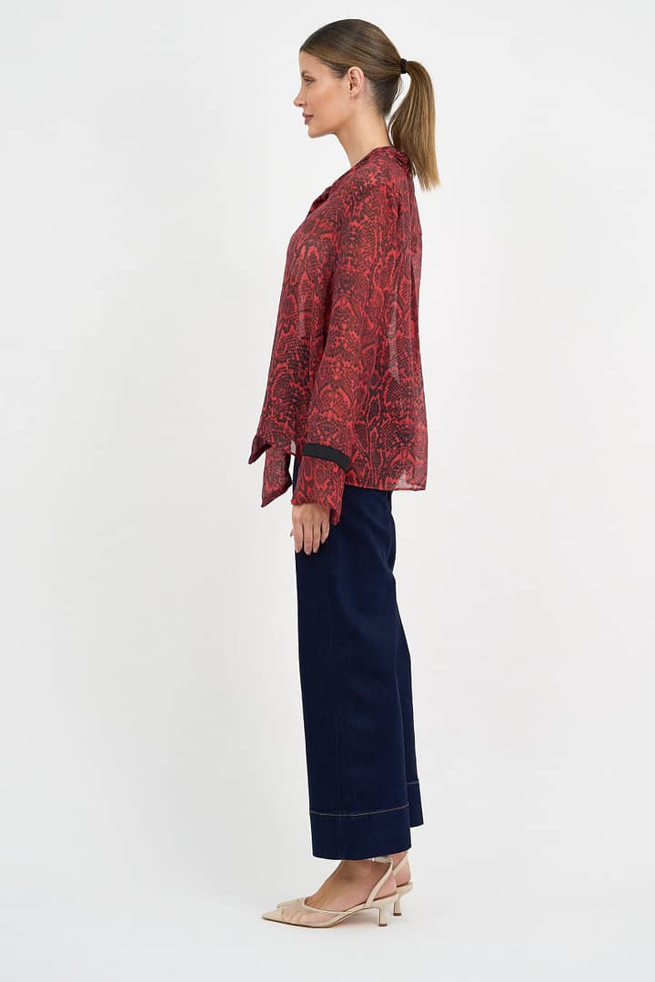 Tie Neck Blouse Red Liberty Rose