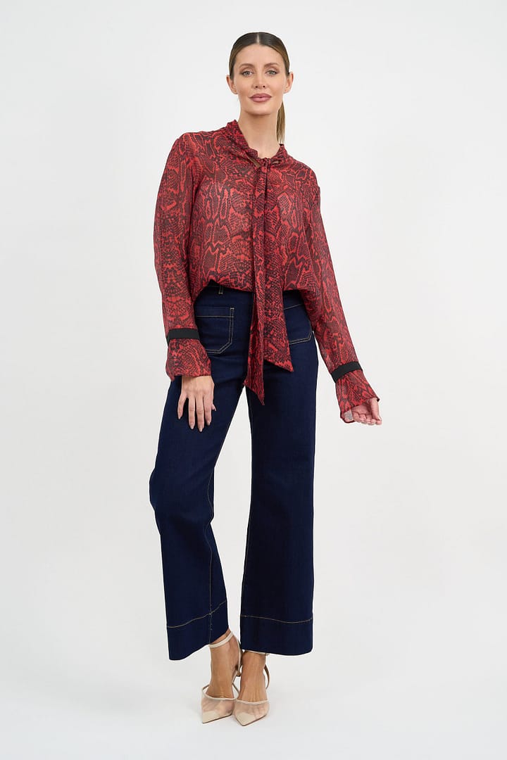 Tie Neck Blouse Red Liberty Rose