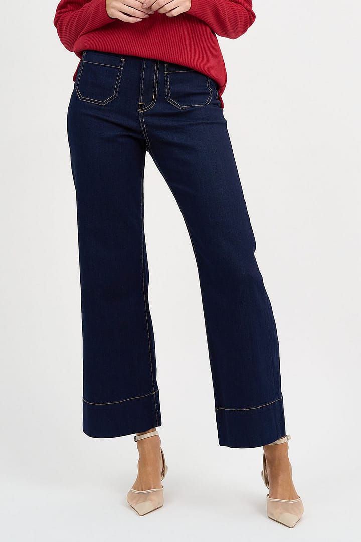 Pocket Front Wide Leg Jean Dark Denim Leoni