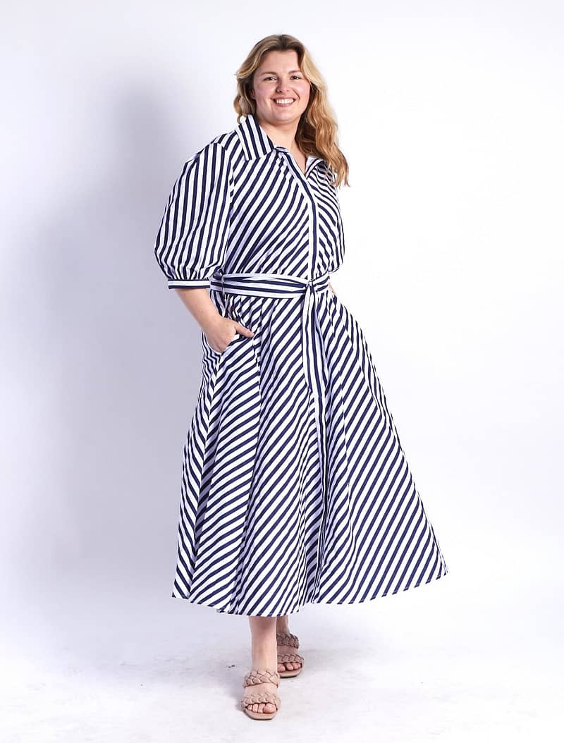 Bianca Belted Dress Navy Leoni