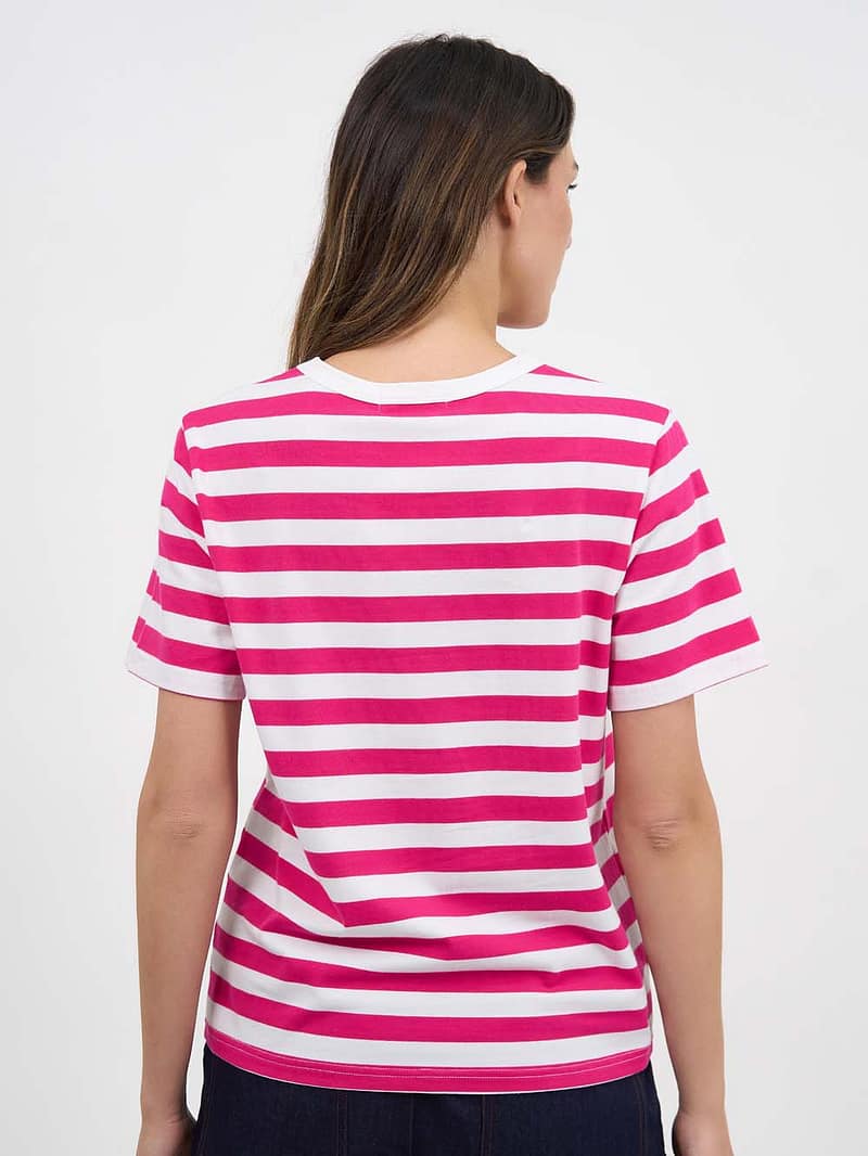 Cotton Jersey Stripe Tee Hot Pink Liberty Rose