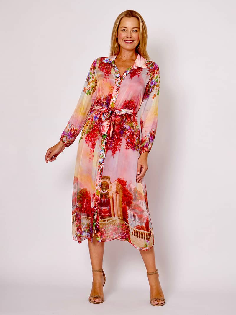 Silk Shirt Dress Red La Strada