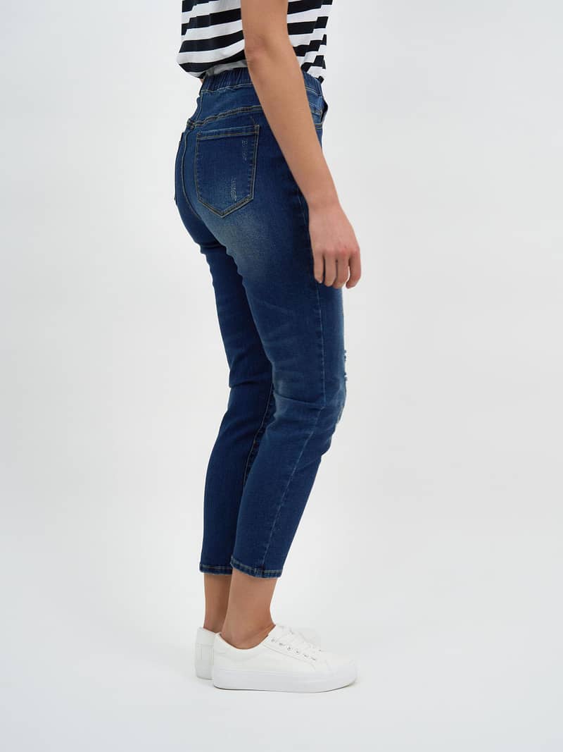 Distressed Pull On Jean Denim Threadz