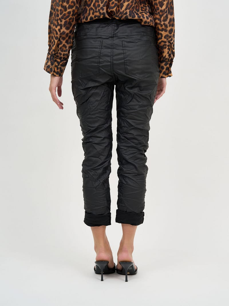 Wet Look Jogger Pant Black La Strada