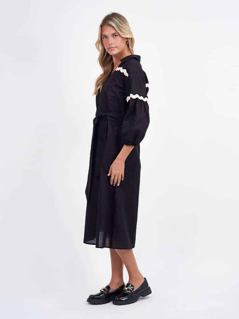 Collared Ric Rac Dress Black Liberty Rose