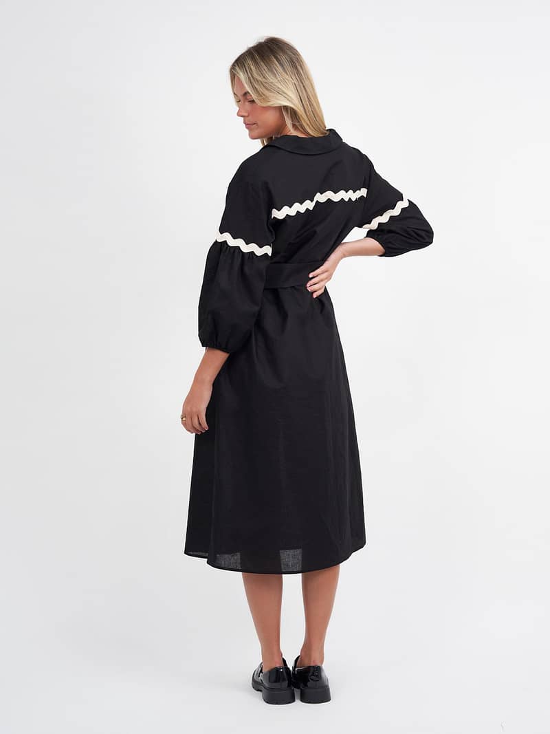 Collared Ric Rac Dress Black Liberty Rose
