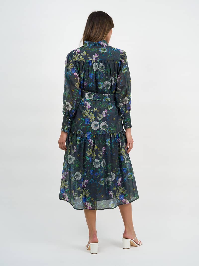 Button Through Shirt Dress Navy Liberty Rose