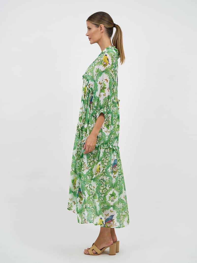 Tiered Midi Dress Green Liberty Rose