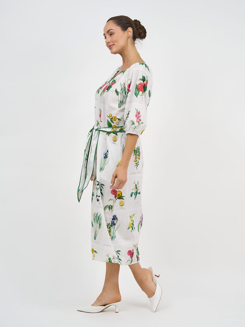 Cotton Midi Dress White Liberty Rose
