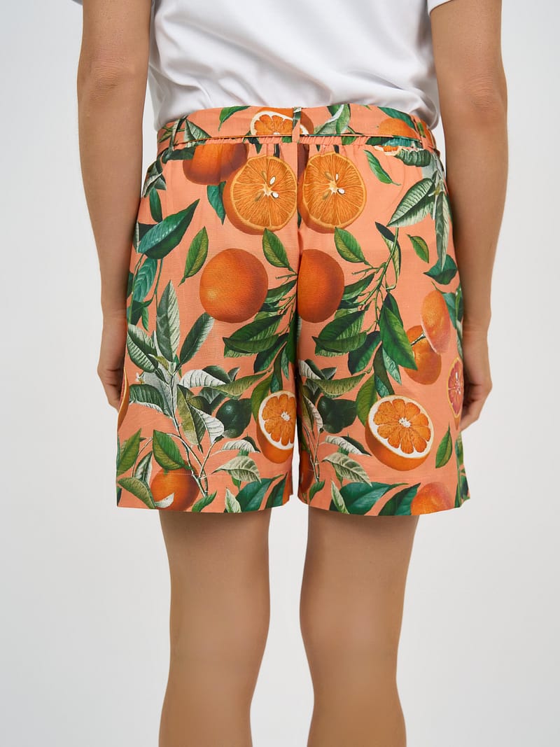 Linen Relaxed Short Orange Liberty Rose