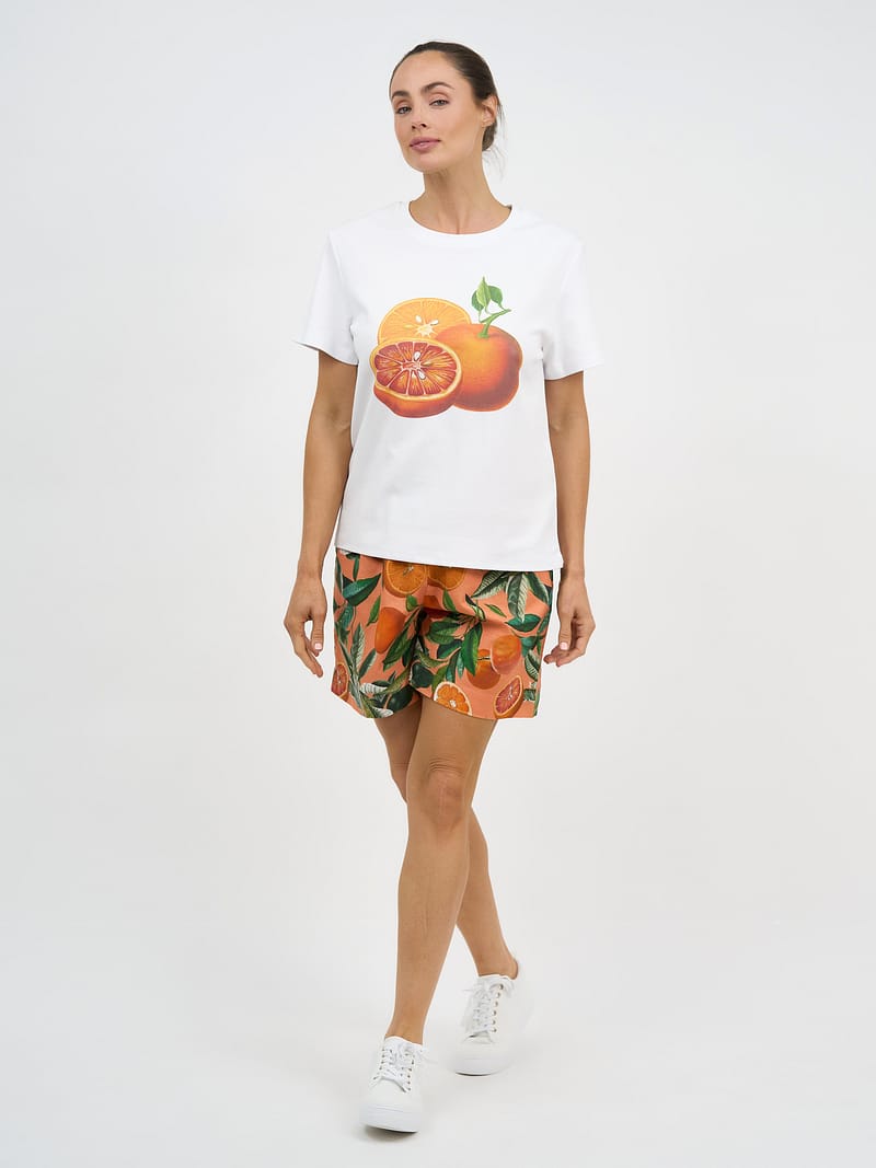 Linen Relaxed Short Orange Liberty Rose