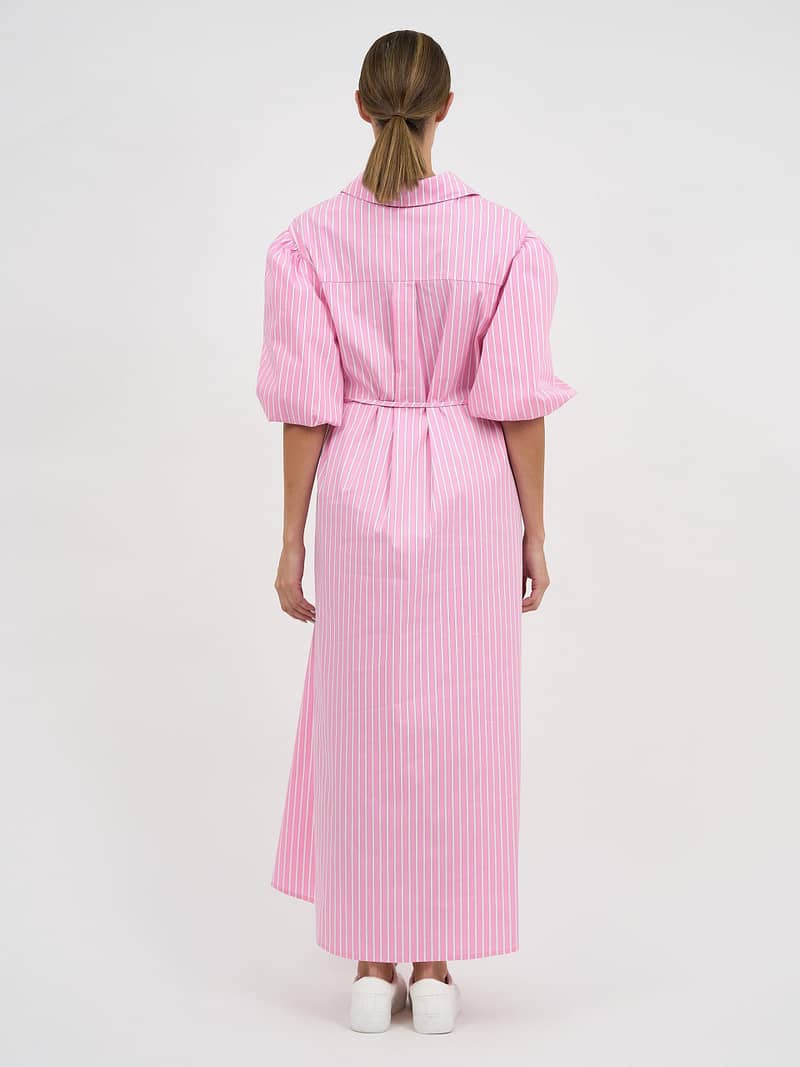 Maxi Cotton Shirt Dress Pink Liberty Rose